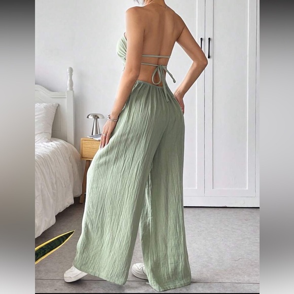 SHEIN Light Green Strapless Jumpsuit - Picture 3 of 3